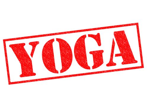 YOGA red Rubber Stamp over a white background.