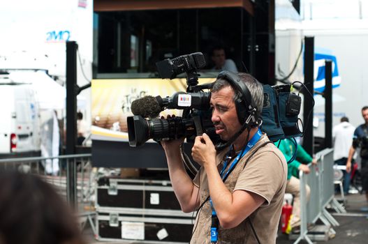 MULHOUSE - FRANCE - 13 th July 2014 - tour de France - cameraman france television