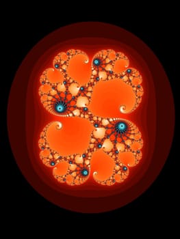 Digital computer graphic - red fractal pattern for design.