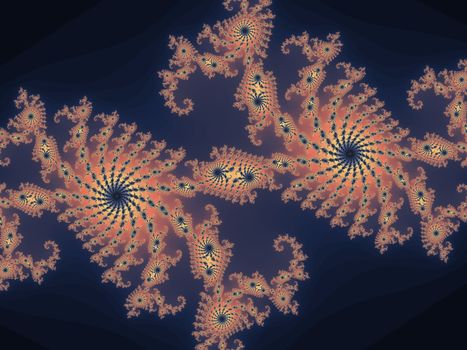 Digital computer graphic - rendering. Patterned fractal background in a dark colors for design.