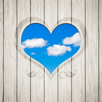 An image of a beautiful wooden heart clouds