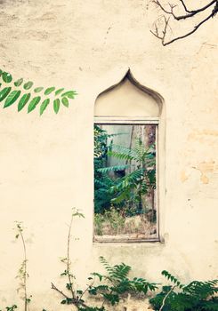 window old  big Alexandria barracks in Belgorod-Dnestrovsky in Ukraine