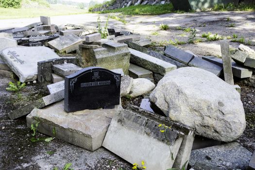 A pile of gravestones