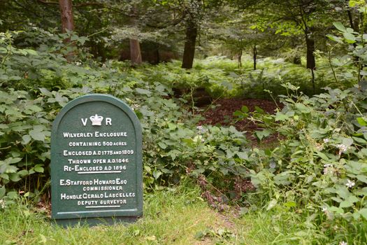 Victorian sign marks the beginning of Wilverley Enclosure in the New Forest, Hampshire, UK