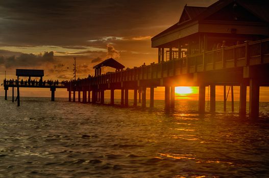 Sunset at the pier in Clearwater Florida.