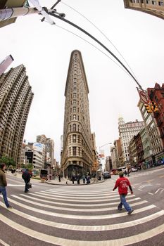 NEW YORK, NY, USA - OCT 12, 2012 : Flat Iron building facade, Considered to be one of the first skyscrapers ever built in New York on October 12, 2012. 