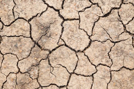 closeup of dry soil and gravel , season and global warming concept