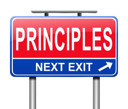 Illustration depicting a sign with a principles concept.
