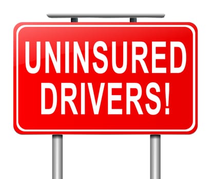 Illustration depicting a sign with an uninsured drivers concept.