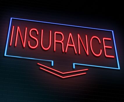 Illustration depicting an illuminated neon sign with an insurance concept.