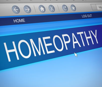 Illustration depicting a computer screen capture with a Homeopathy concept.