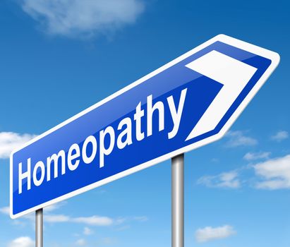 Illustration depicting a sign with a Homeopathy concept.