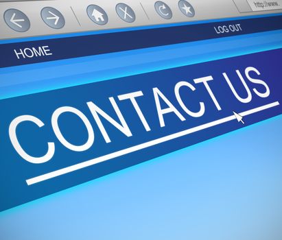 Illustration depicting a computer screen capture with a contact us concept.