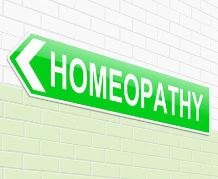 Illustration depicting a sign with a Homeopathy concept.
