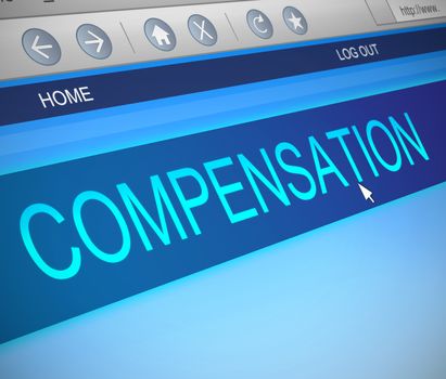 Illustration depicting a computer screen capture with a compensation concept.
