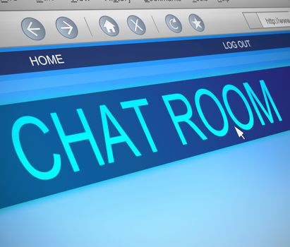 Illustration depicting a computer screen capture with a chat room concept.