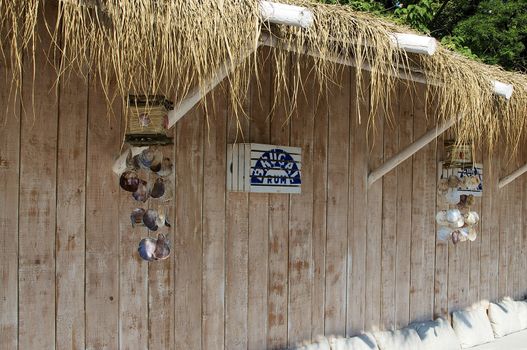 The new wooden wall in one of the beach cafés