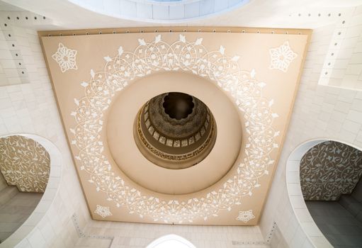 ABU DHABI - JUNE 5: The decor in the mosque on June 5, 2013 in Abu Dhabi. Sheikh Zayed Mosque is named after Sheikh Zayed bin Sultan Al Nahyan.