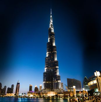 DUBAI, UAE - DECEMBER 13: Burj Khalifa on december 15, 2013 in Dubai, UAE. Burj Khalifa is currently the tallest building in the world, at 829.84 m (2,723 ft).