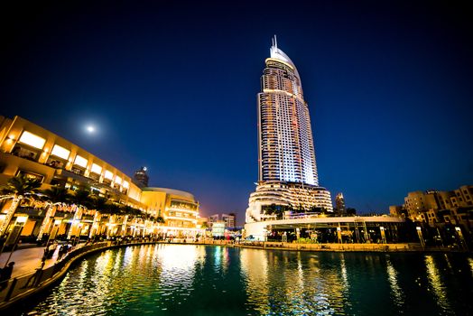 DUBAI, UAE - DECEMBER 15: Address Hotel in Dubai. The hotel is 63 stories high and feature 196 lavish rooms and 626 serviced residences, 15 december 2013 in Dubai.