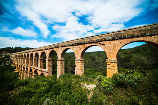 Old Stone Arch bridge in Spain near Barcelona