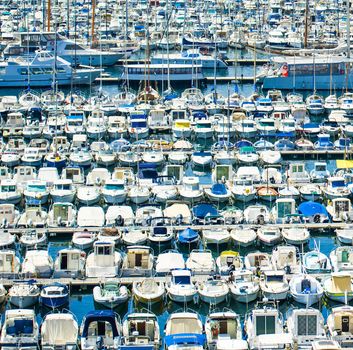 Many yachts lying in harbor