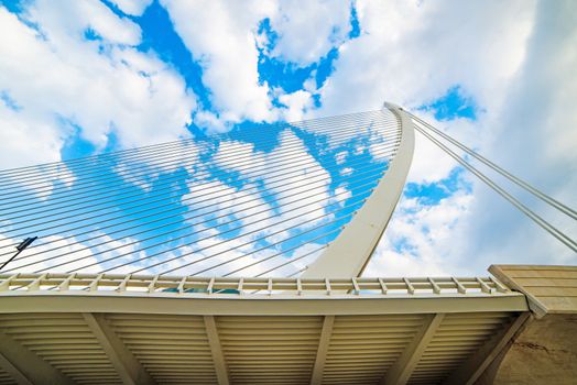 part of the modern bridge on the ropes