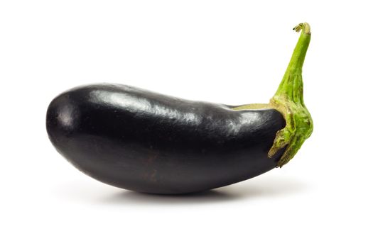 young ripe eggplant on a white background