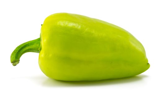 one green sweet pepper on white background