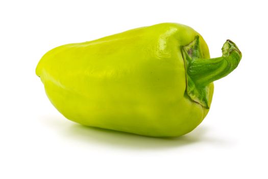 one green sweet pepper on white background