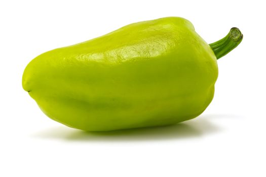 one green sweet pepper on white background