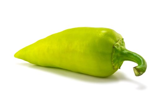 one green sweet pepper on white background