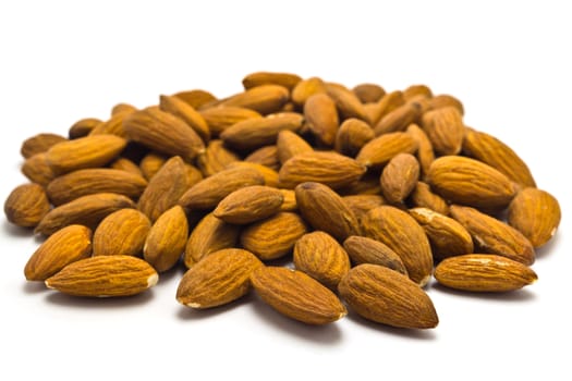 almond nuts on a white background