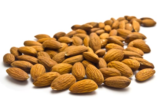 almond nuts on a white background