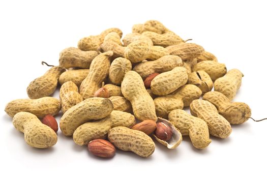 peanuts in the shell on a white background