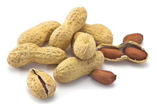 peanuts in the shell on a white background