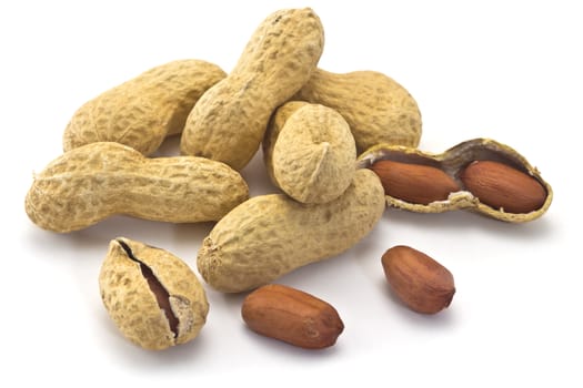 peanuts in the shell on a white background