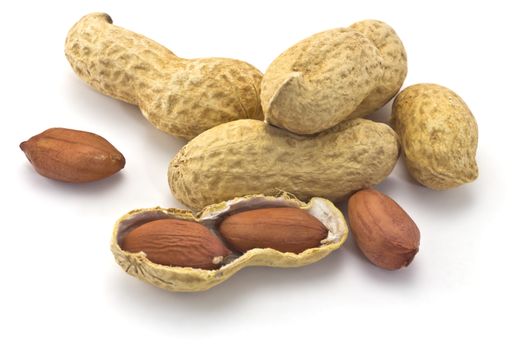 peanuts in the shell on a white background