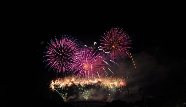 Colorful fireworks in the night sky 