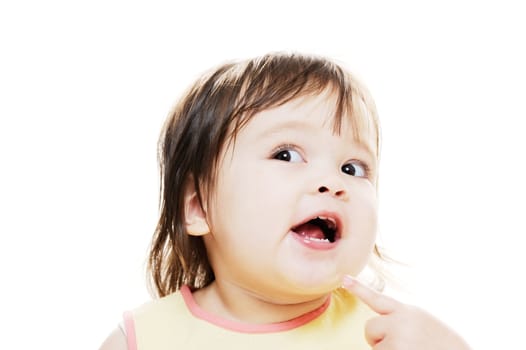 Young cute girl looking happy and posing