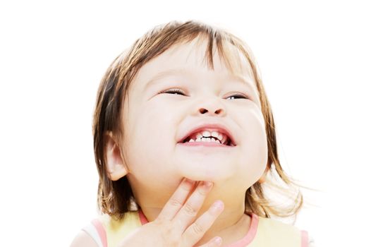 Young girl looking happy with big smile on face