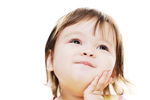 Sweet young girl looks happy and posing