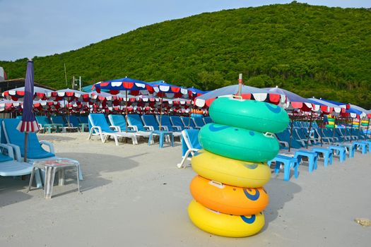 Colored ring on the beach at coral island or Koh Larn ,Pattaya Thailand