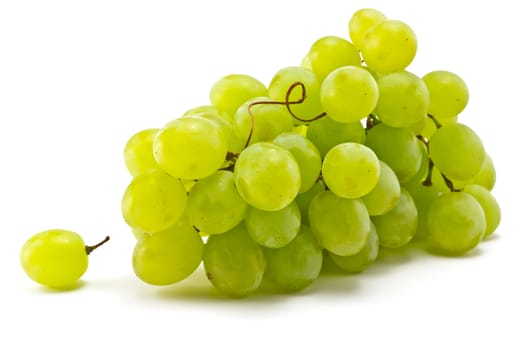 Brush juicy ripe grapes on a white background