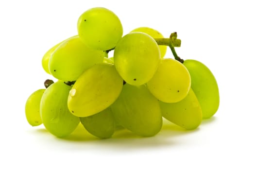 Brush juicy ripe grapes on a white background