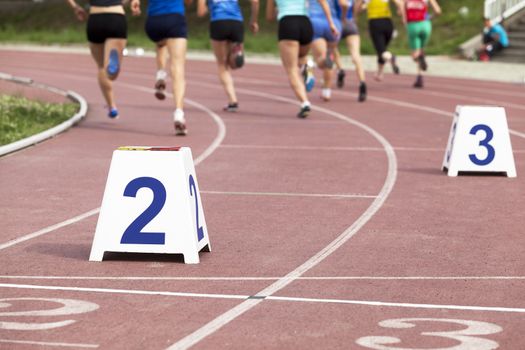 Female runners in a track race