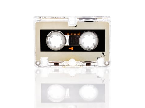 Mini cassette tape isolated on white background 