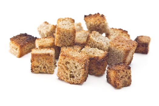 crispy slices of toasted bread on a white background