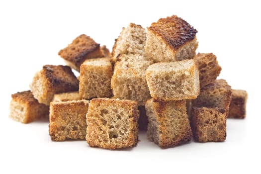 crispy slices of toasted bread on a white background