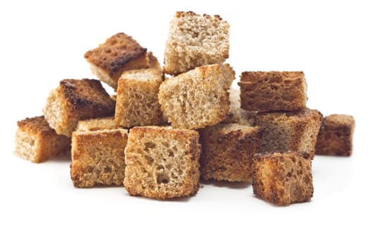 crispy slices of toasted bread on a white background